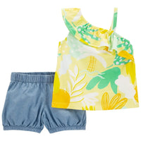 Tropical Chambray Shorts Set