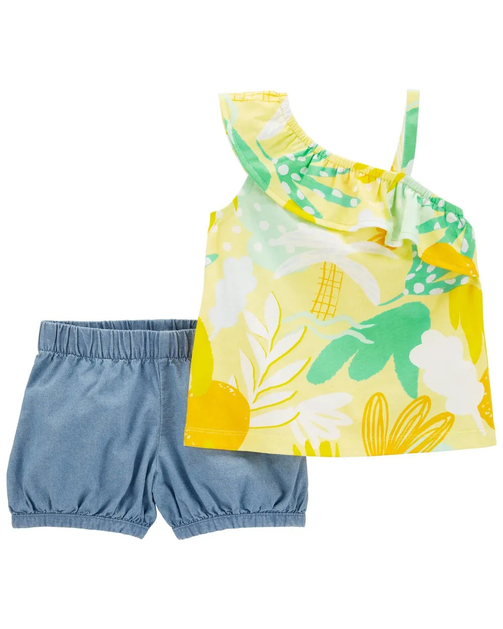 Tropical Chambray Shorts Set