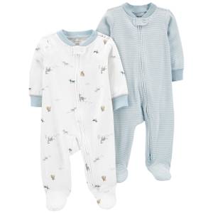 2 Pack Cotton Zip-Up Sleep & Plays