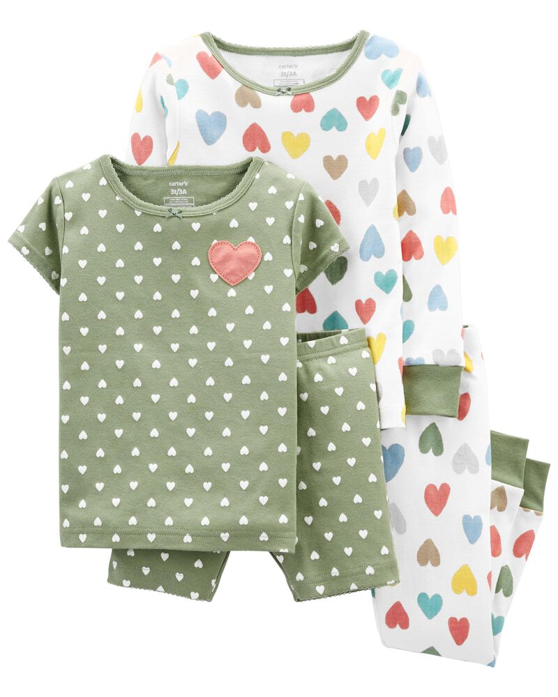 Baby 4-Piece Hearts 100% Snug Fit Cotton PJs