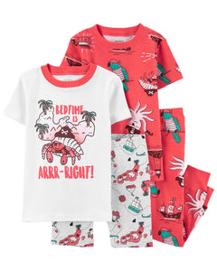 4-PIECE PIRATE 100% SNUG FIT COTTON/POLY PJS