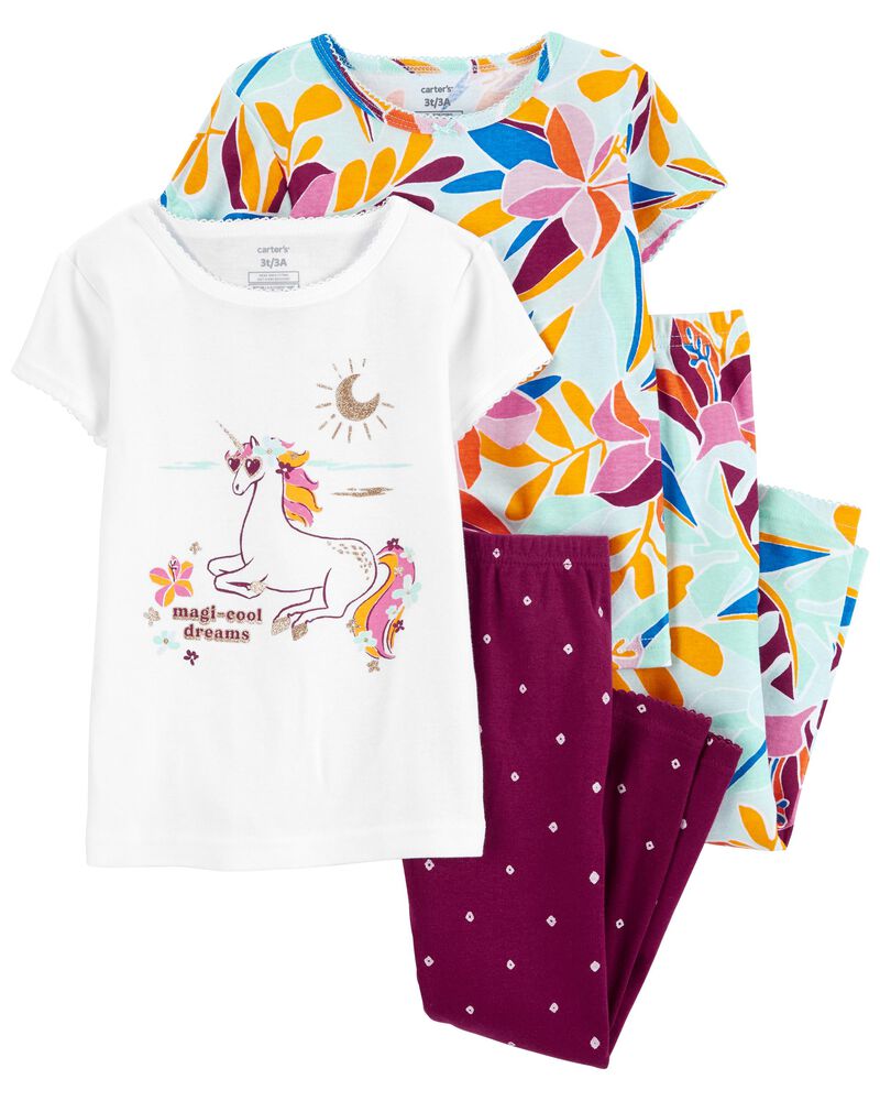 4-Piece Unicorn 100% Snug Fit Cotton PJs