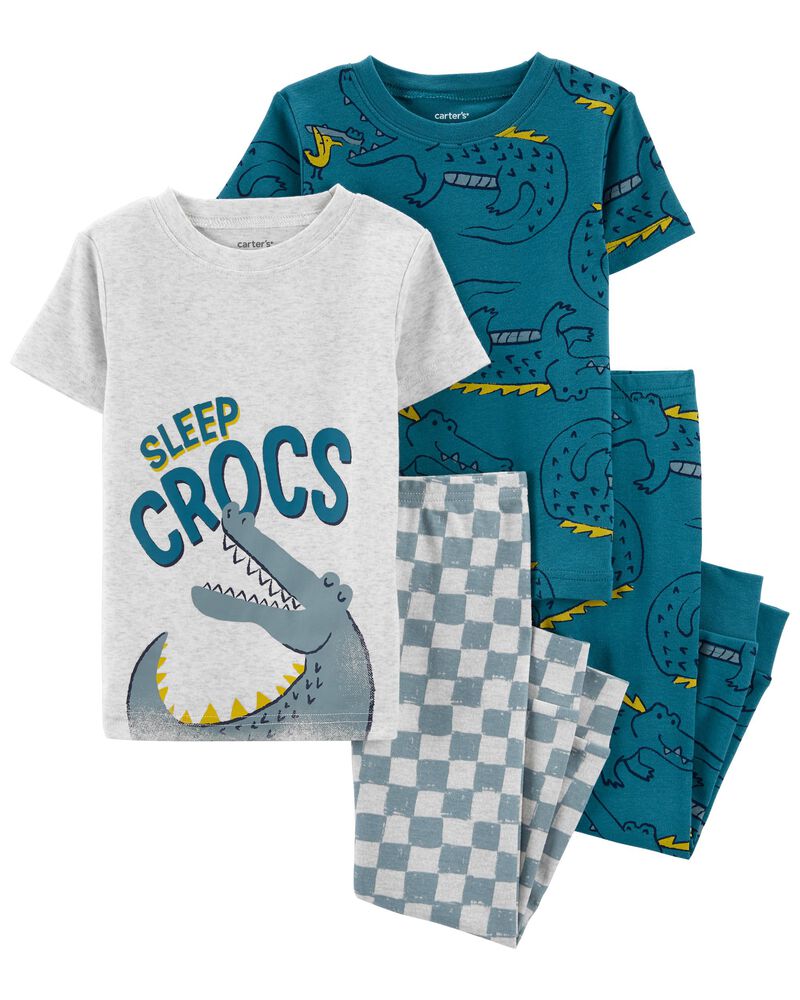 4-Piece Crocodile Cotton Blend PJs