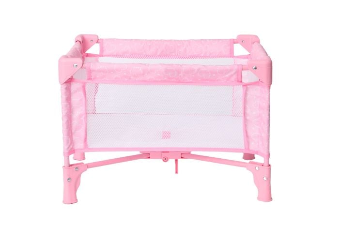 Pack-and-Play Crib for Dolls, Pink Hearts