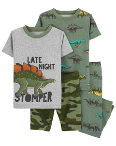 4-Piece Dinosaur 100% Snug Fit Cotton/Poly Pyjamas