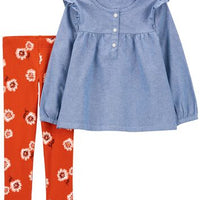 1 2 Toddler 2-Piece Chambray Top & Legging Set