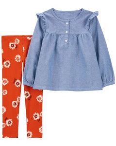 1 2 Toddler 2-Piece Chambray Top & Legging Set