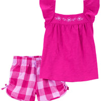 Toddler 2-Piece Flutter Top & Gingham Short Set