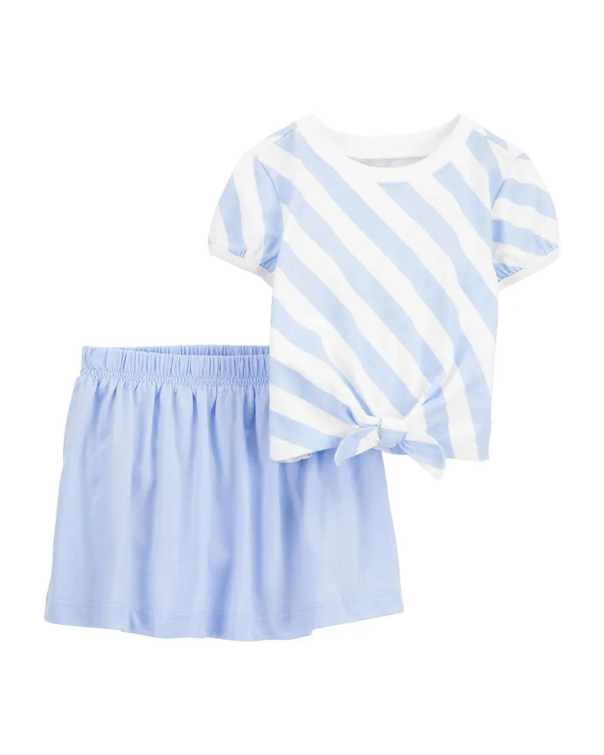 2-Piece Striped Top & Skort Set