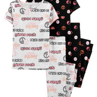 Kid 4-Piece Peace Sign Cotton Blend PJs