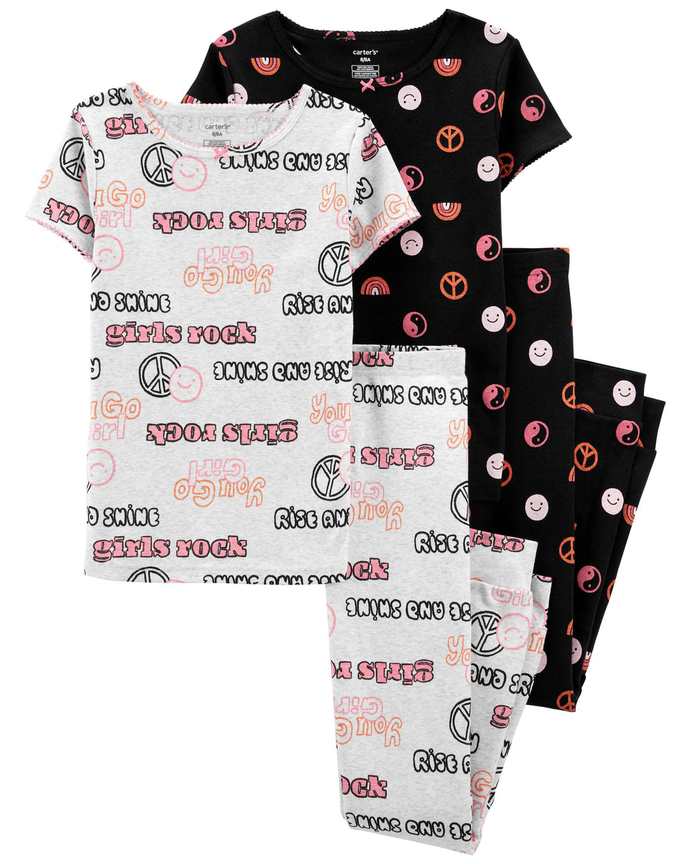 Kid 4-Piece Peace Sign Cotton Blend PJs