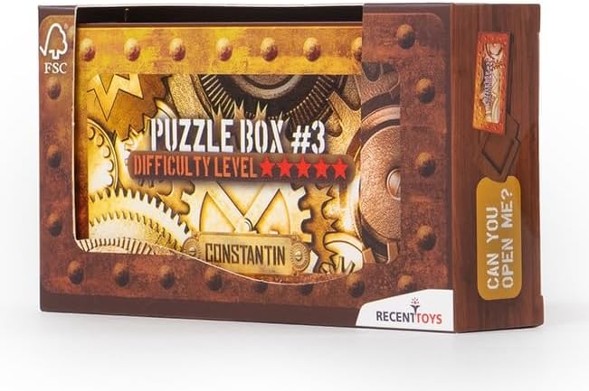 Constantin Puzzle Box #3 - Find The Hidden Compartment in This Most Advanced Wooden Puzzle Pox from Recent Toys - Brainteaser Fun for Ages 14 and Up