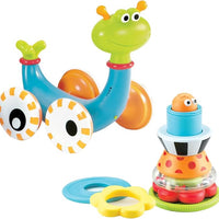 Musical Crawl 'N' Go Snail Toy with Stacker - Promotes Baby's Crawling and Walking. Rolls and Spins Its Shell As It Moves