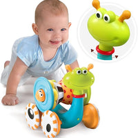 Musical Crawl 'N' Go Snail Toy with Stacker - Promotes Baby's Crawling and Walking. Rolls and Spins Its Shell As It Moves