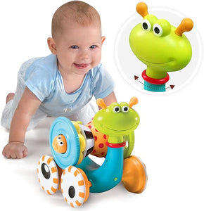 Musical Crawl 'N' Go Snail Toy with Stacker - Promotes Baby's Crawling and Walking. Rolls and Spins Its Shell As It Moves