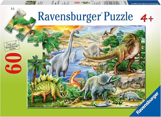 Ravensburger Prehistoric Life Puzzle - 60 Piece Durable Jigsaw Puzzle for Kids | Unique Puzzle Pieces | Enhances Concentration & Creativity | Eco-friendly - FSC Certified