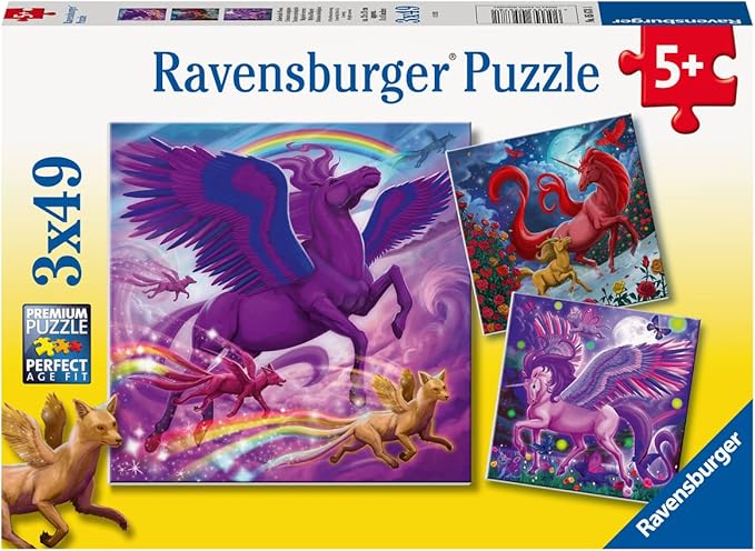 Ravensburger Mythical Majesty 3x49 Piece Jigsaw Puzzle Set for Kids - 05678 - Every Piece is Unique, Pieces Fit Together Perfectly