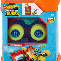 Hot Wheels Monster Trucks Refueling and Starting Track for Gas Canister Toy Cars, Includes 2 Vehicles, 4 Years