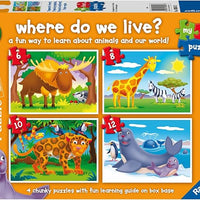 Ravensburger Where Do We Live? My First Jigsaw Puzzles for Kids 2 Years Up (2, 3, 4 & 5 Pieces) - Educational Toys for Toddlers - EYFS