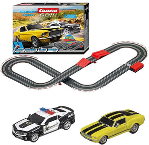 Battery Operated 1:43 Scale Slot Car Racing Toy Track Set with Jump Ramp for Kids Ages 5 Years and Up, Highway Chase