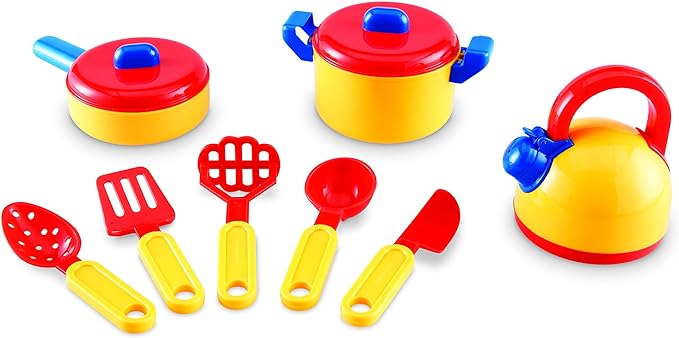 Learning Resources Pretend & Play Cooking Set - 10 Pieces, Ages 3+ Pretend Play Food for Toddlers, Preschool Learning Toys, Kitchen Play Toys for Kids