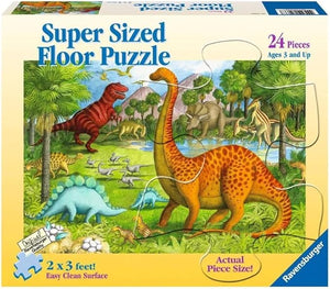 Ravensburger Dinosaur Pals - 24 Piece Giant Floor Puzzle for Kids | Unique Interlocking System | Enhances Problem Solving Skills | FSC Certified Sustainable Materials