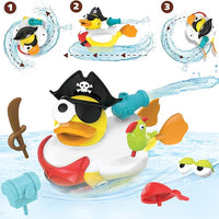 Yookidoo Jet Duck Pirate Bath Toy with Powered Water Cannon Shooter - Sensory Development & Bath Time Fun for Kids - Ages 2+