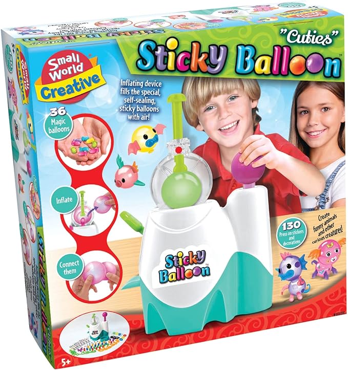 Sticky Balloon Creation Kit with Balloon Inflating Device - Create Your Own Mini Creatures - Kids Parties & Sleepovers - Arts and Crafts for Kids Age 5+ - Refill Ballons Available