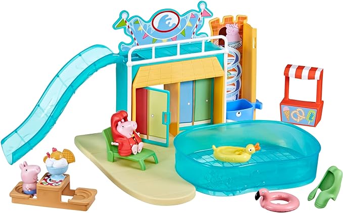 Peppa Pig Toys Peppa's Waterpark Playset, Peppa Pig Playset with 2 Peppa Pig Figures, Preschool Toys for 3 Year Old Girls and Boys and Up