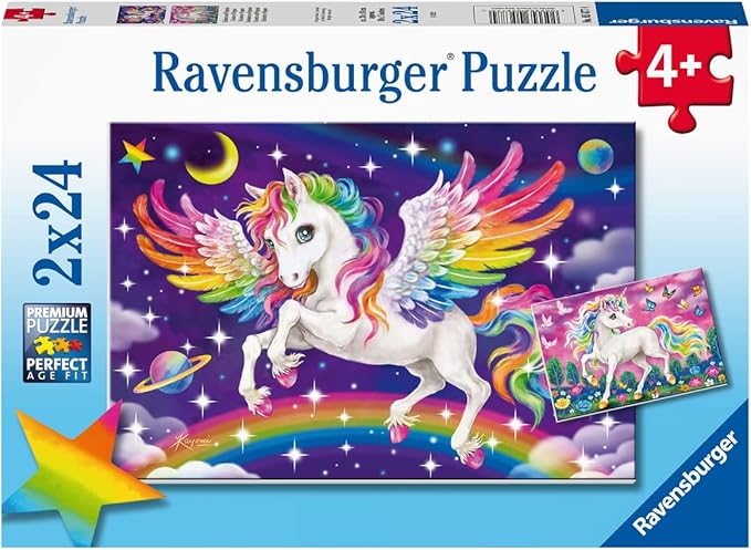 Ravensburger Unicorn and Pegasus Jigsaw Puzzle Set for Kids - 2 x 24 Pieces | Easy-to-Hold Pieces | Engaging Design | Fosters Cognitive Development | FSC Certified
