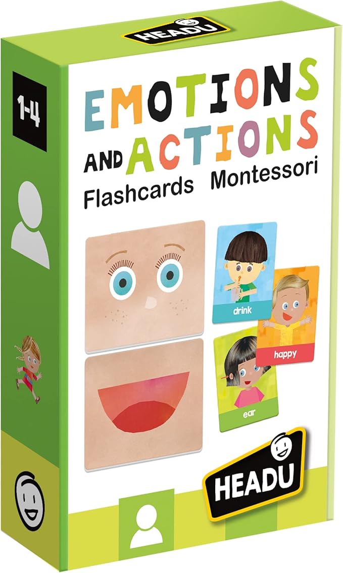 Emotions and Actions Flash Cards Montessori – Social Emotional Learning Activities Ages 1-4, Educational Toddler Flashcards for 1 2 3 4 Year Old Boys Girls, Autism Materials, Teaching Games