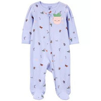 Infant Girl Carters 2-Way Zip Cotton Sleep & Play - Flowers & Butterflies in Purple