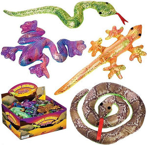 Toysmith Sand-filled Shimmering Reptiles, 1 Count (Assorted Colors and Styles)