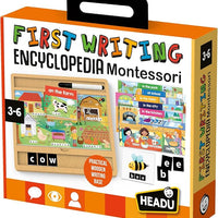 First Montessori Writing Encyclopedia - Ages 3-6 - Reusable Wooden Letter Tracing Board, Learning to Write, Learn to Write for Kids Age 3, Montessori Letter Tracing, Toddler Writing Practice