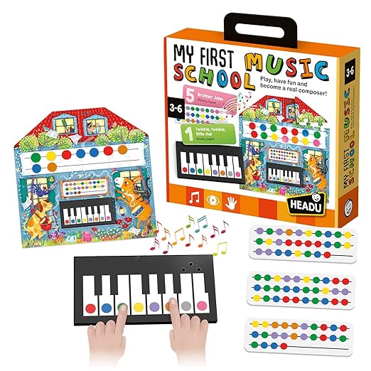 My First Music School – Preschool Learning Activities Ages 3-6, Educational Sensory Toys for 3 4 5 6 Year Old Boys Girls, Kids Learning Keyboard, Learn Piano for Kids, Toy Piano, Teaching Games