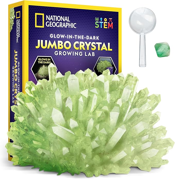 National Geographic Jumbo Crystal Growing Kit - Grow Your Own Giant Glow in The Dark Crystal in a Few Days with This Crystal Making Kit, Science Kit, Grow Crystals for Kids (Amazon Exclusive)