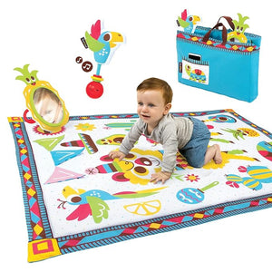 Fiesta Playmat. Portable Baby Activity Blanket. Folds As Carrying Bag. for Indoor & Outdoor. Includes Mirror, Rattle & Teether. Extra Large Size (145 X 100cm), Washable.