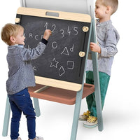 Adjustable Wooden Easel for Kids | Double-Sided Wooden Chalkboard & Magnetic Whiteboard | Learning Toys for Children | Ideal Holiday Gift for Christmas & Birthdays