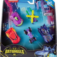 Fisher-Price DC Batwheels 1:55 Scale Toy Cars 5-Pack, Bam Batmobile Redbird Prank Bibi & Quizz, Batcast Metal Diecast Vehicles, Ages 3+