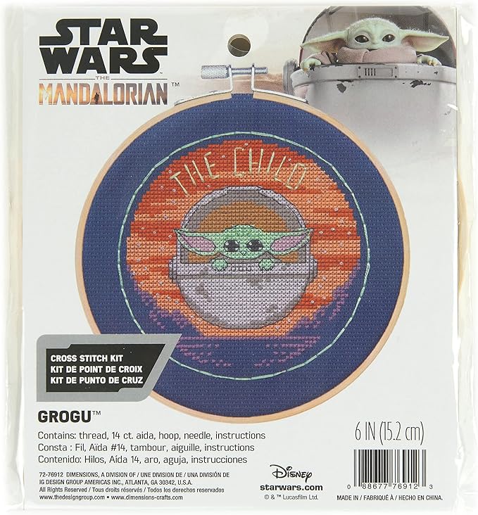 Dimensions 72-76912 Star Wars The Mandalorian Grogu Counted Cross Stitch Kit, 6