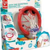 Hape Bath Time Basketball Elephant Pal | Bathtub Shooting Game, 1 Hoop with Suction Cups and 4 Balls, for Children 18 Months+