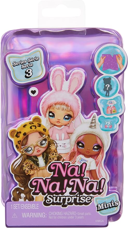 Na! Na! Na! Surprise Minis Series 3 Fashion Doll - Mystery Packaging with Confetti Surprise, Includes 4
