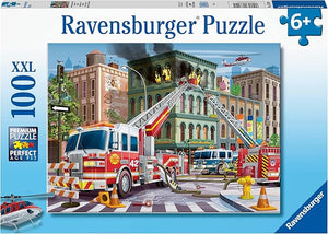 Ravensburger Fire Truck Rescue - 100 Piece XXL Jigsaw Puzzle for Kids | Unique and Perfectly Fitted Pieces | Colorful Design with Matte Finish | Educational and Fun Toy