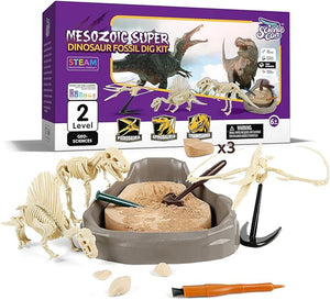 STEM Mesozoic Super Dinosaur Fossil Excavation, Experiment, and Dig Kit for Boys and Girls Ages 6 and Up