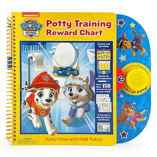 Paw Patrol Potty Training Reward Chart, Potty Time With the Pups! Workbook Includes Stories, Activities, Stickers, and Sound Button! Sprial-Bound Wipe-Clean Book