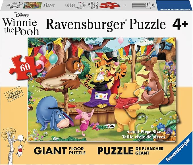 Ravensburger Disney Winnie The Pooh Magic Show - 60 Piece Jigsaw Puzzle for Kids | Unique, Perfectly Fitting Pieces | Durable, Colorful, Glare-Free | Ideal for Ages 4-8 | FSC-Certified Materials