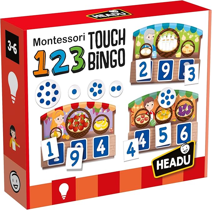 123 Touch Bingo Montessori, Educational Toys for Boys and Girls Ages 3-6 Years Old, Preschool Learning Toys, Teacher Homeschool Supplies, Birthday