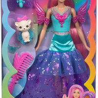 Barbie Doll with 2 Fantasy Pets & Dress, Barbie “Malibu” Doll from Barbie A Touch of Magic, 7-inch Long Hair