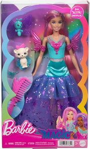 Barbie Doll with 2 Fantasy Pets & Dress, Barbie “Malibu” Doll from Barbie A Touch of Magic, 7-inch Long Hair