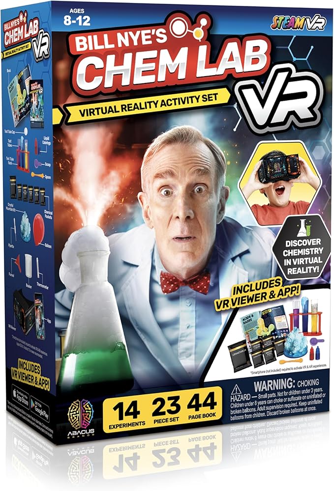 Bill Nye's Science Squad |Chem Lab VR - Virtual Reality Kids Science Kit, Book and Interactive Learning Activity Set | for Ages 8 and Up